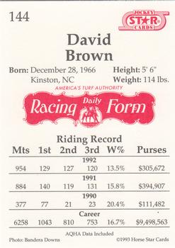 1993 Jockey Star #144 David Brown Back